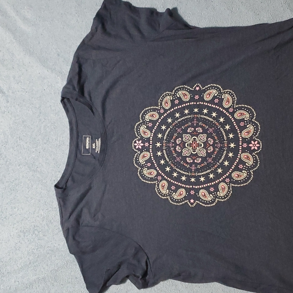 Sonoma XXL Heather Blue Printed T Shirt